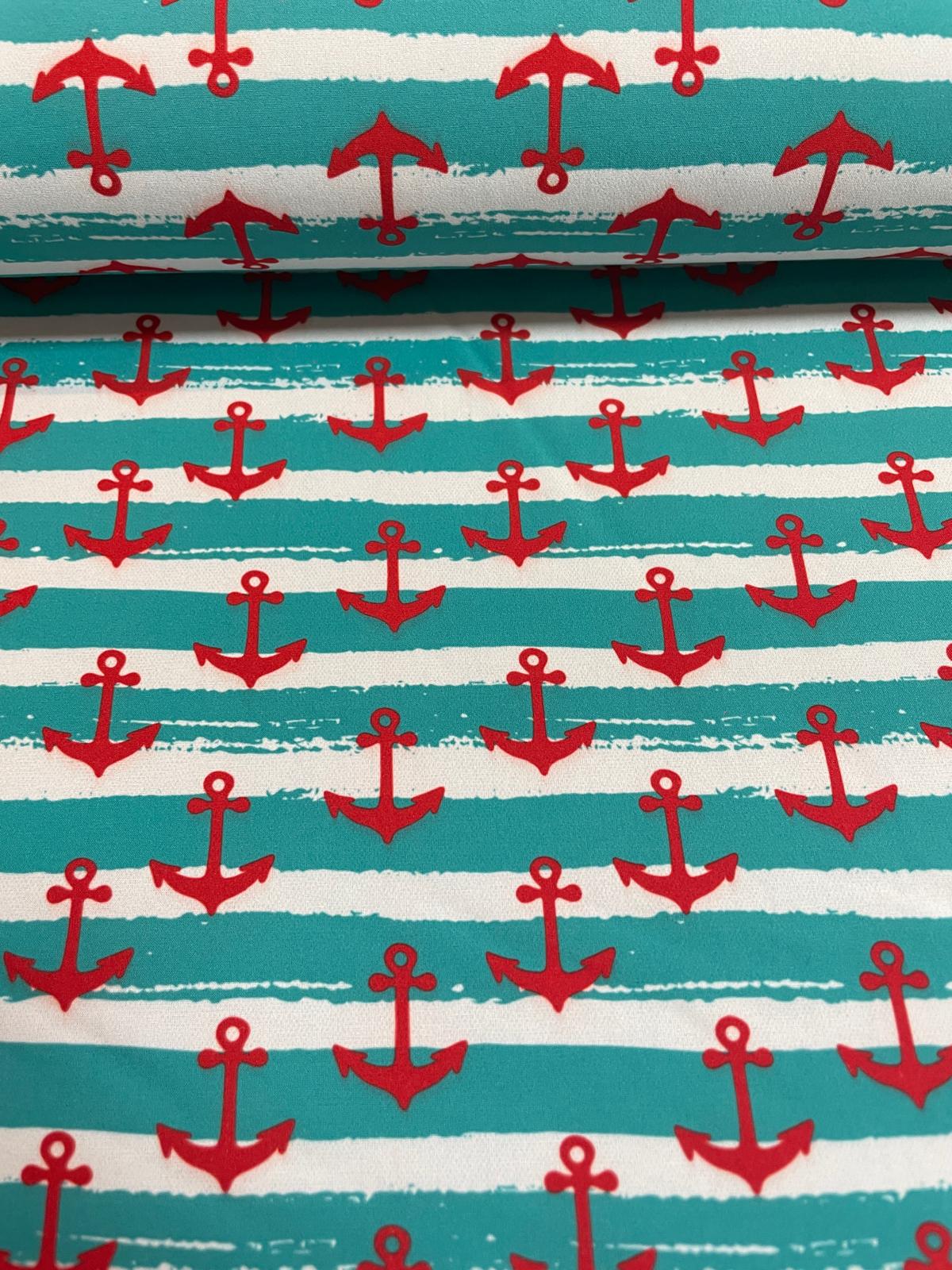 Softshell gestreift petrol / weiß mit roten Ankern Softshell gestreift petrol / weiß mit roten Ankern